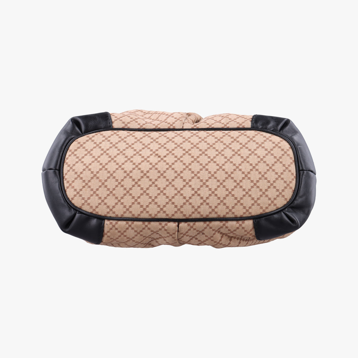 Pre-owned Gucci Sukey Diamante Beige×Black Canvas×Leather 247902 handbag | stylenewstar