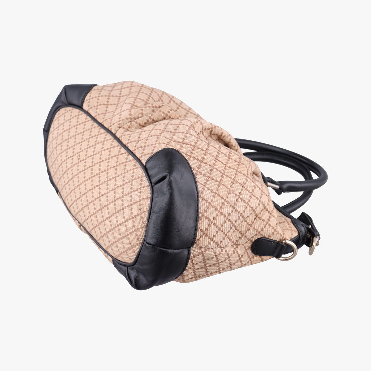 Pre-owned Gucci Sukey Diamante Beige×Black Canvas×Leather 247902 handbag | stylenewstar
