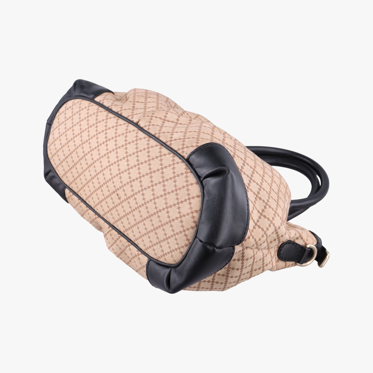 Pre-owned Gucci Sukey Diamante Beige×Black Canvas×Leather 247902 handbag | stylenewstar