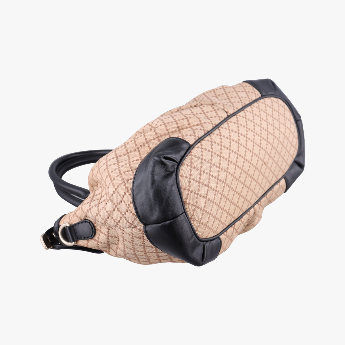 Pre-owned Gucci Sukey Diamante Beige×Black Canvas×Leather 247902 handbag | stylenewstar