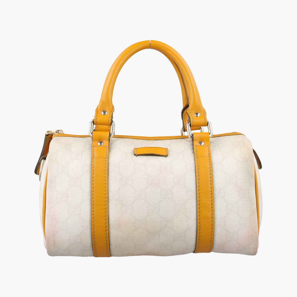 Pre-owned Gucci GG Plus GG Supreme Yellow×White PVC coated canvas 193604 handbag | stylenewstar