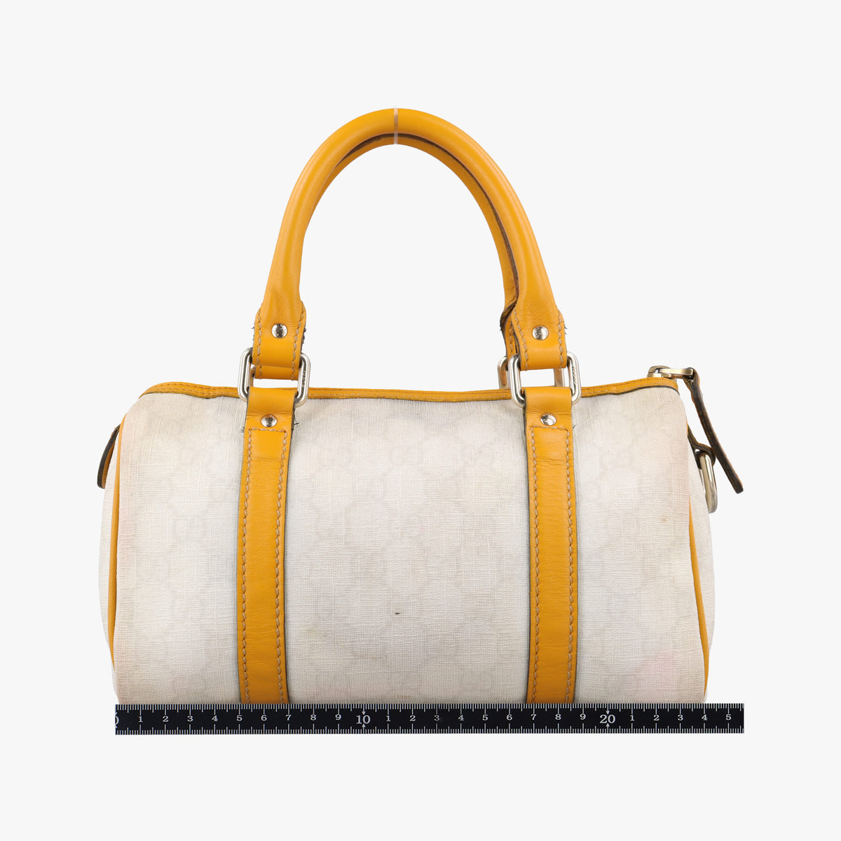 Pre-owned Gucci GG Plus GG Supreme Yellow×White PVC coated canvas 193604 handbag | stylenewstar