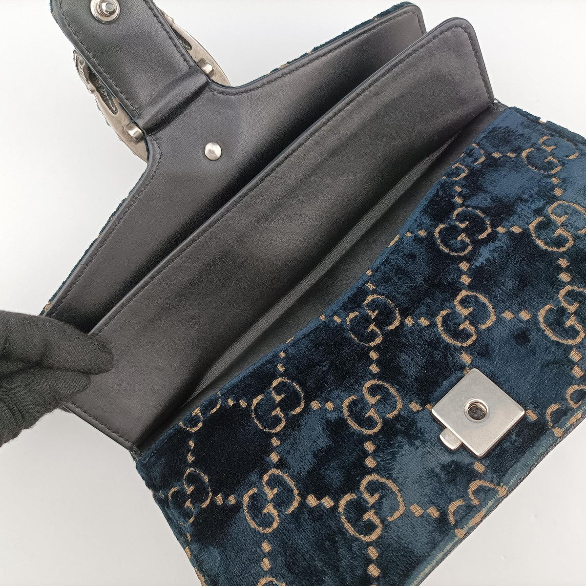 Pre-owned Gucci Dionysus Navy velour 499623 shoulderbag | stylenewstar