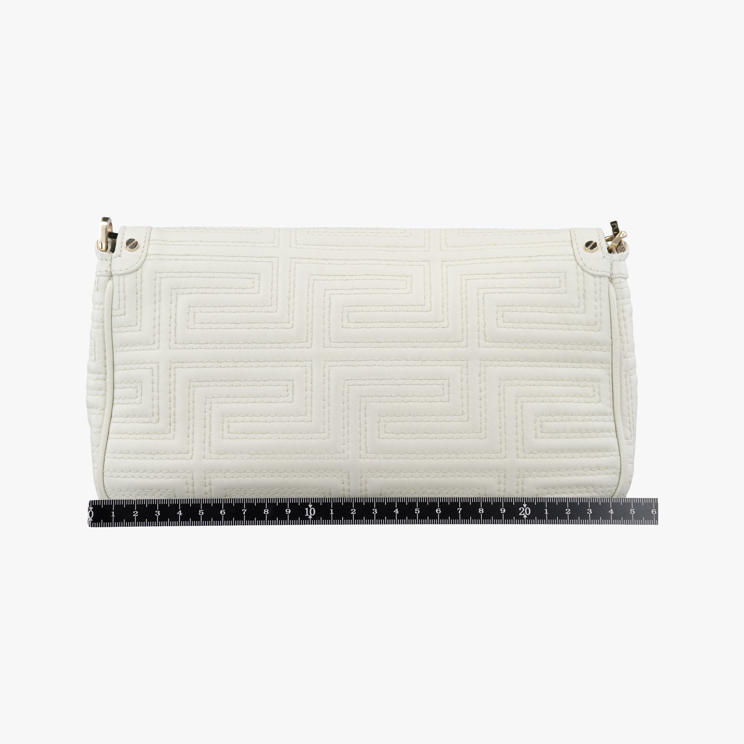 Pre-owned VERSACE Couture Greca pattern flap White Leather  shoulderbag | stylenewstar