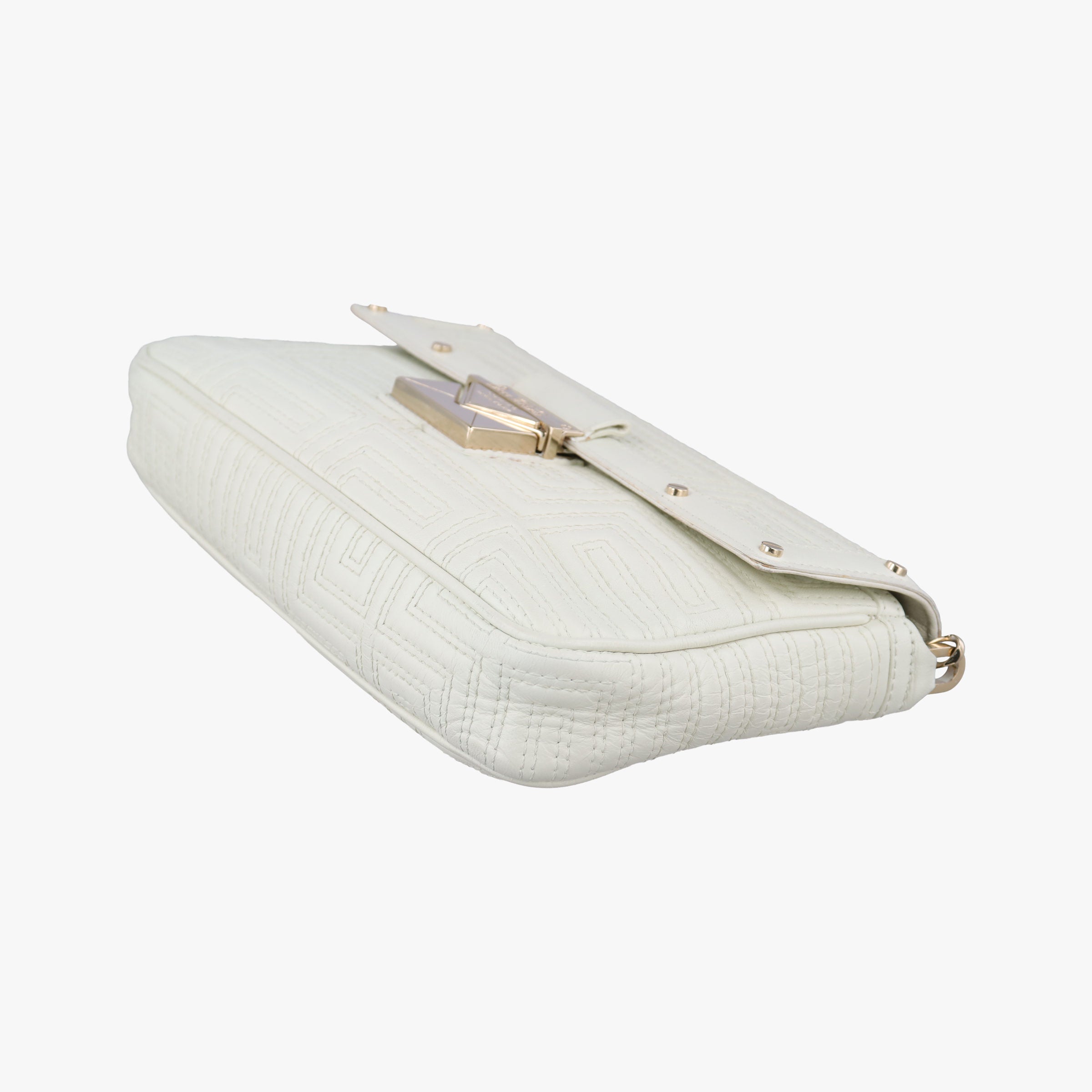 Pre-owned VERSACE Couture Greca pattern flap White Leather  shoulderbag | stylenewstar