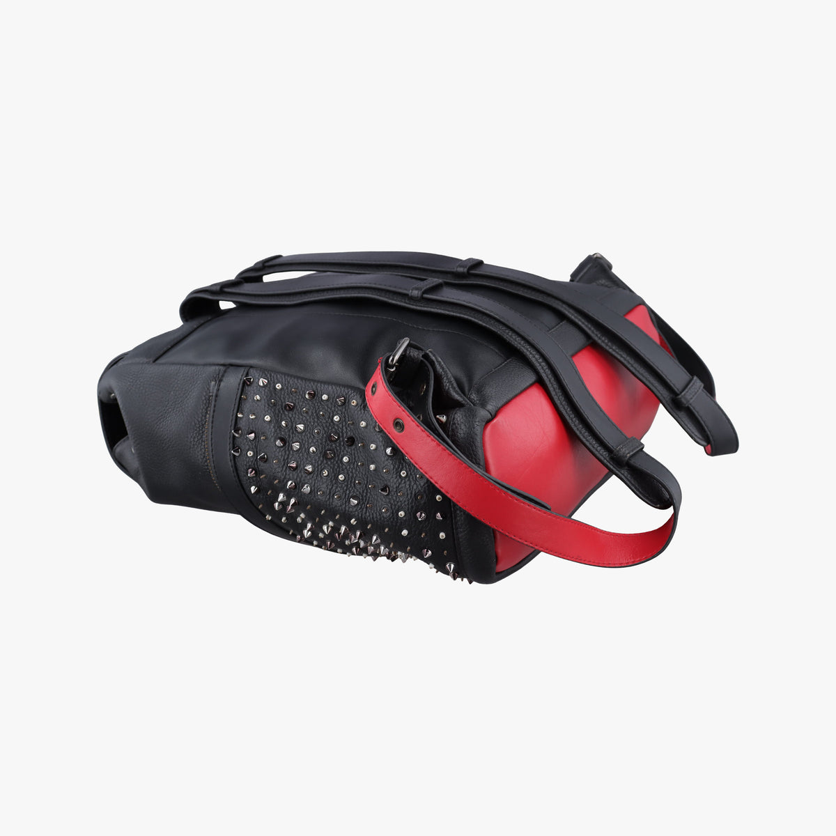 Pre-owned Christian Louboutin Explorafunk Black x Red leather  backpack/rucksack | stylenewstar