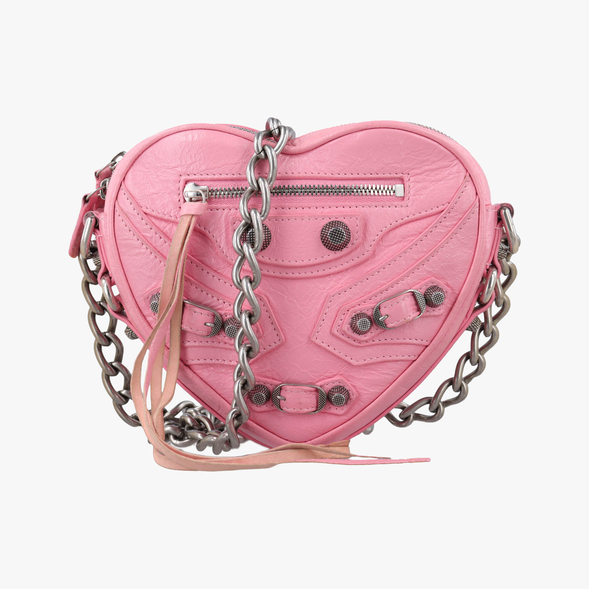 Pre-owned Balenciaga Le Cagole Heart Mini Pink lambskin  shoulderbag | stylenewstar