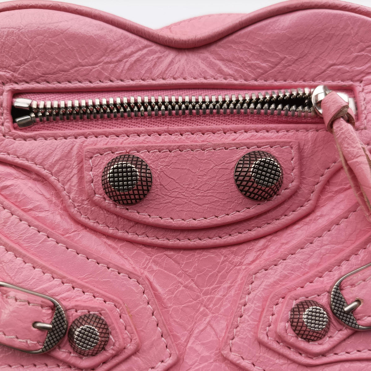 Pre-owned Balenciaga Le Cagole Heart Mini Pink lambskin  shoulderbag | stylenewstar