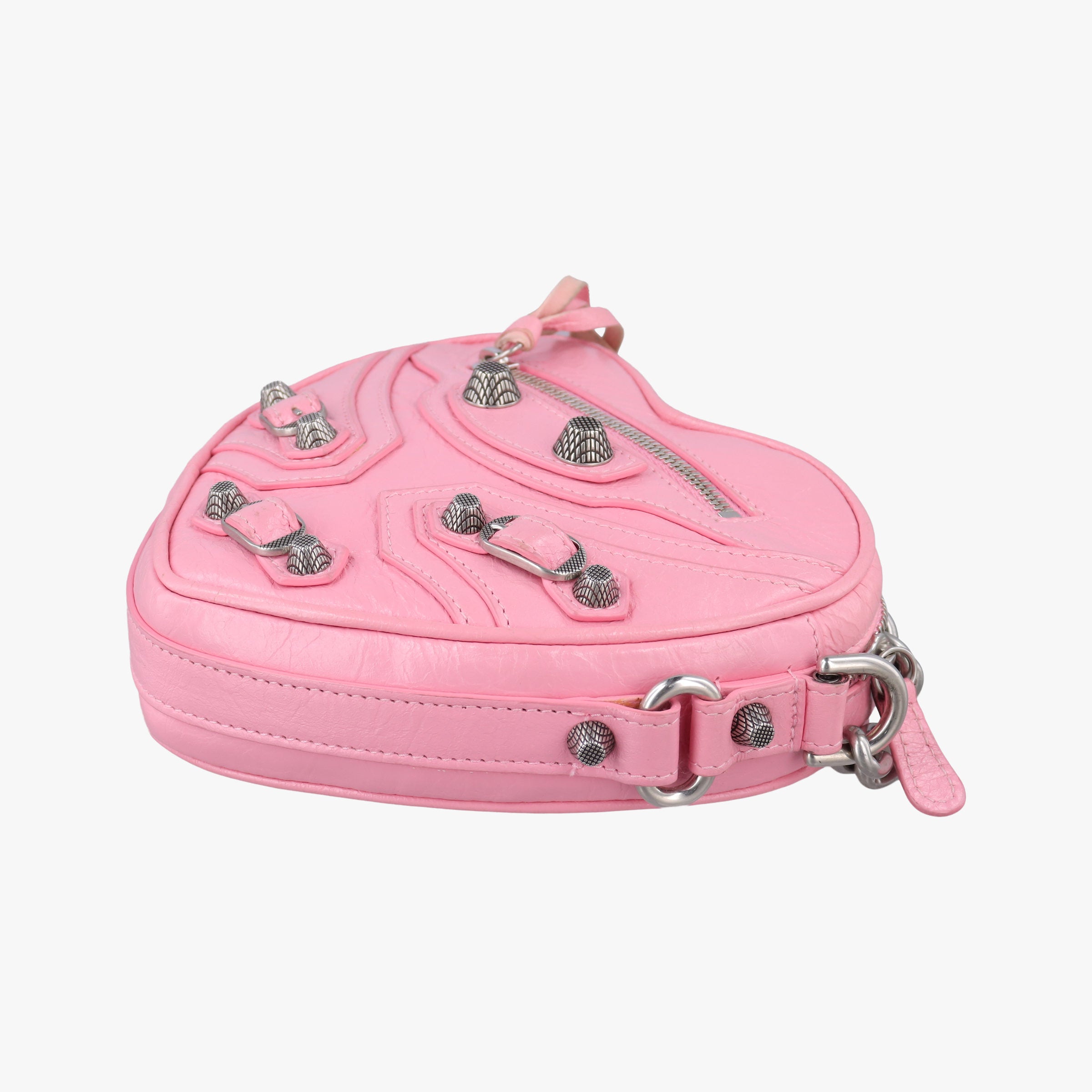 Pre-owned Balenciaga Le Cagole Heart Mini Pink lambskin  shoulderbag | stylenewstar