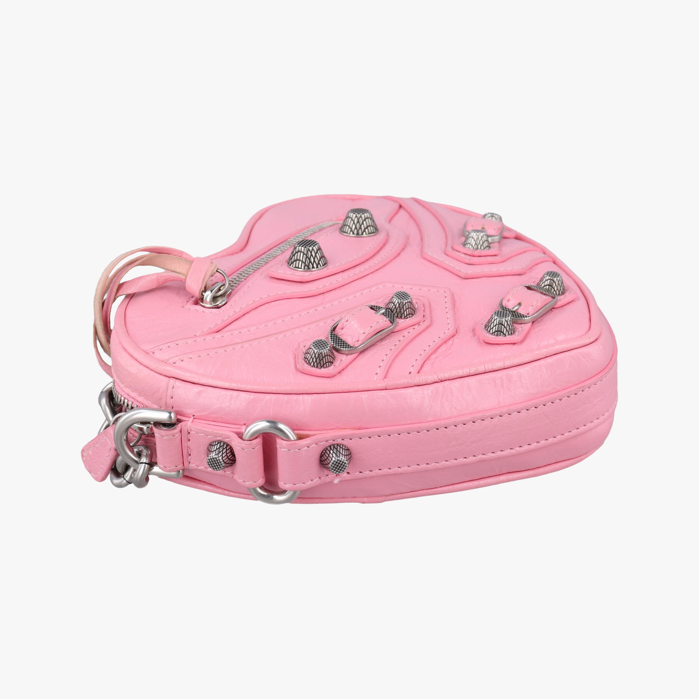 Pre-owned Balenciaga Le Cagole Heart Mini Pink lambskin  shoulderbag | stylenewstar