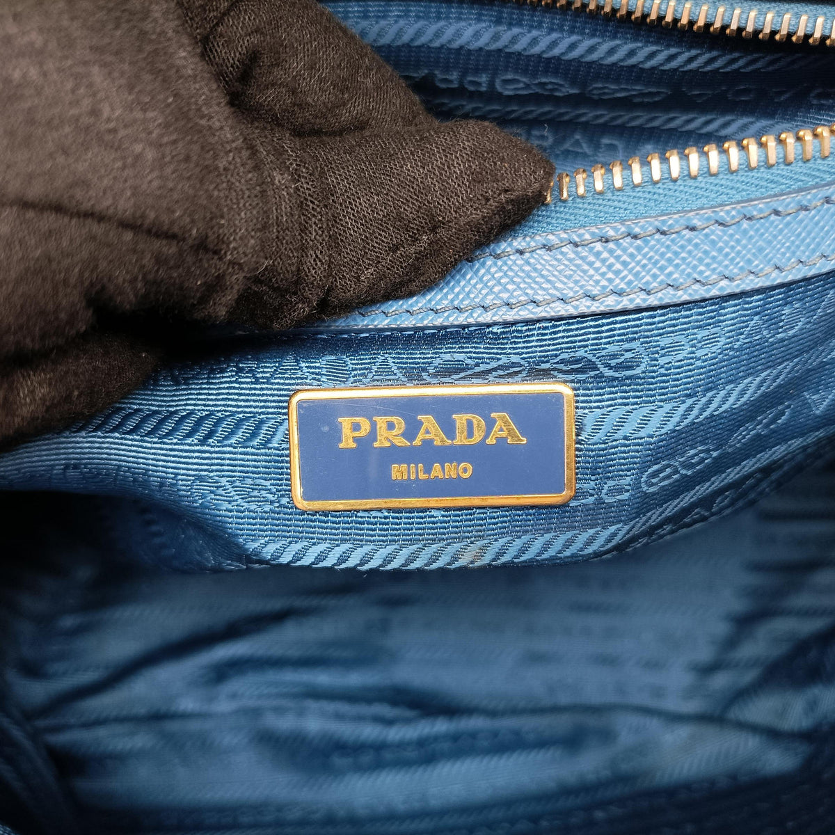 Pre-owned Prada Galleria Blue SAFFIANO Leather BN2274 handbag | stylenewstar
