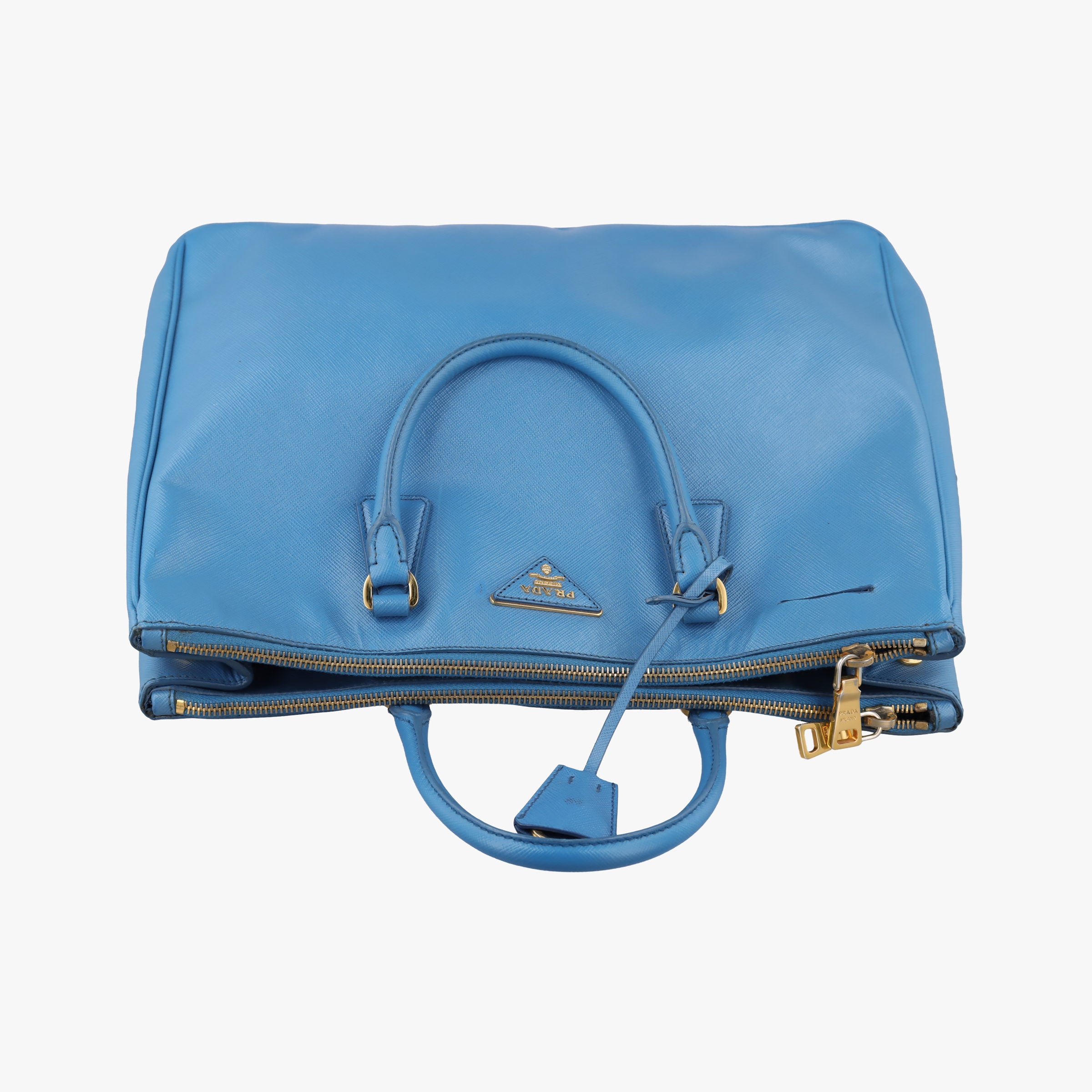 Pre-owned Prada Galleria Blue SAFFIANO Leather BN2274 handbag | stylenewstar