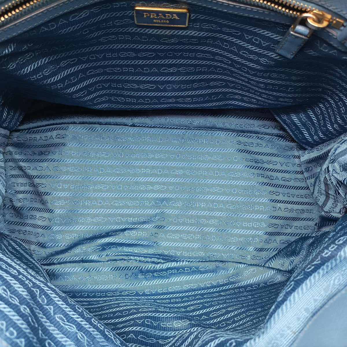 Pre-owned Prada Galleria Blue SAFFIANO Leather BN2274 handbag | stylenewstar