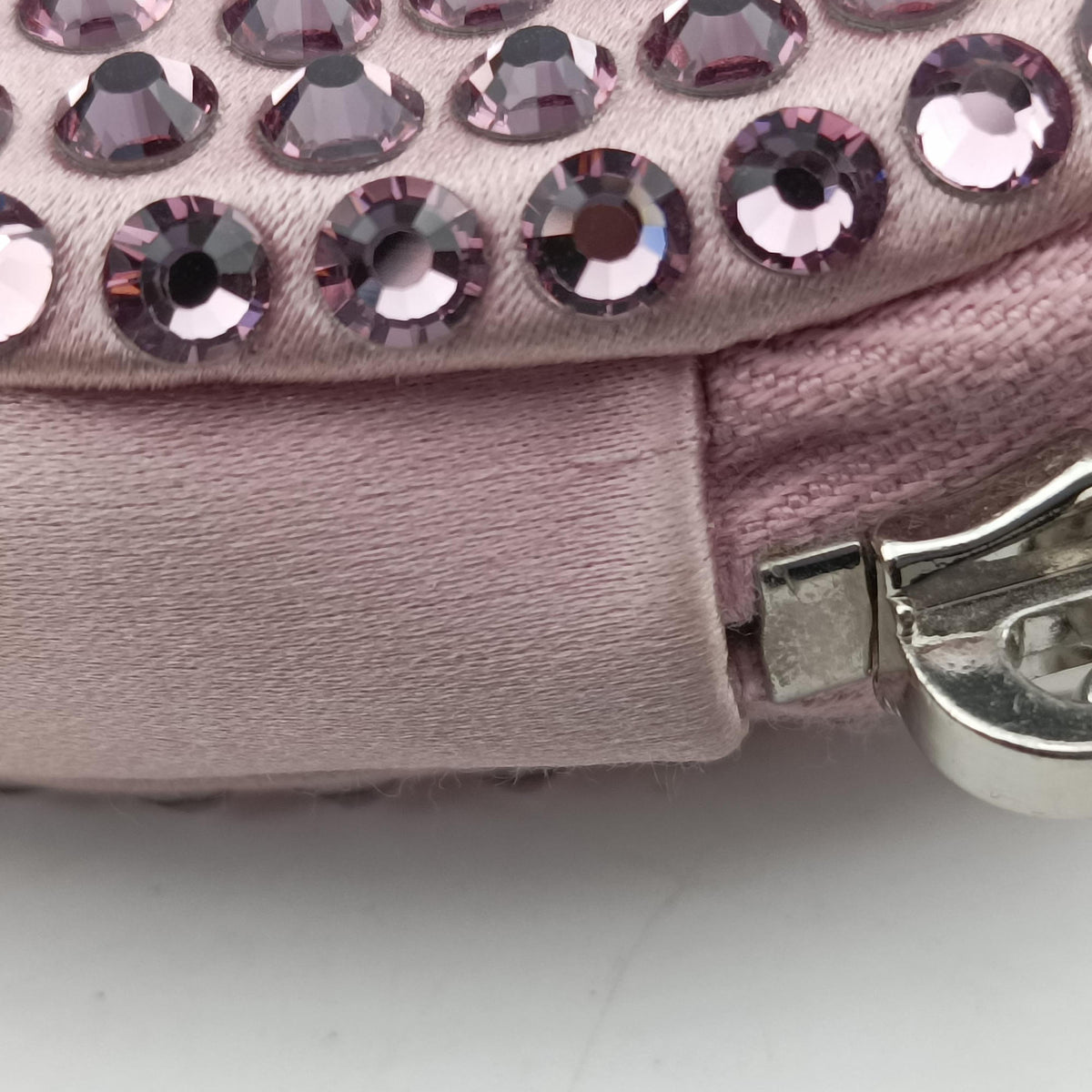 Pre-owned Prada crystal-embellished round Pink silk x Rhinestone 1NR003 shoulderbag | stylenewstar