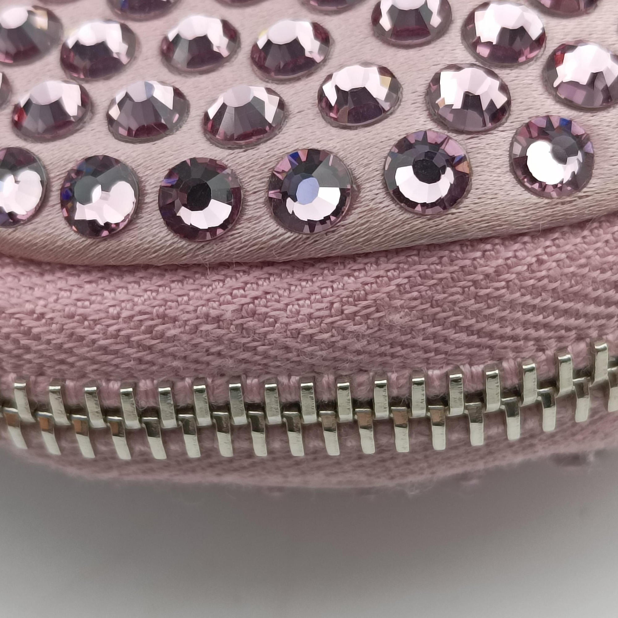 Pre-owned Prada crystal-embellished round Pink silk x Rhinestone 1NR003 shoulderbag | stylenewstar