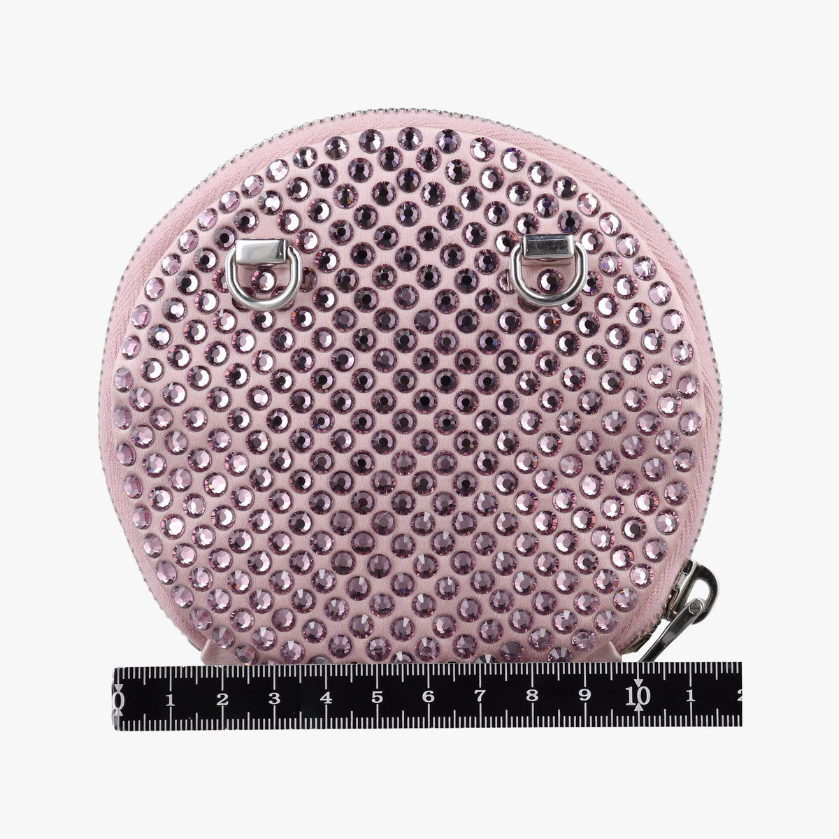 Pre-owned Prada crystal-embellished round Pink silk x Rhinestone 1NR003 shoulderbag | stylenewstar