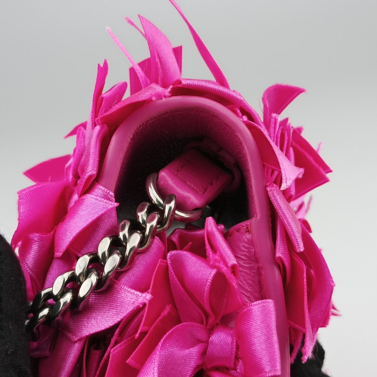 Pre-owned Balenciaga Hourglass Pink Satin× Leather  shoulderbag | stylenewstar