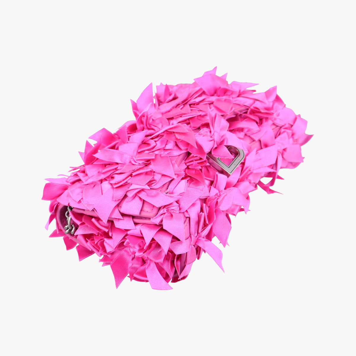 Pre-owned Balenciaga Hourglass Pink Satin× Leather  shoulderbag | stylenewstar