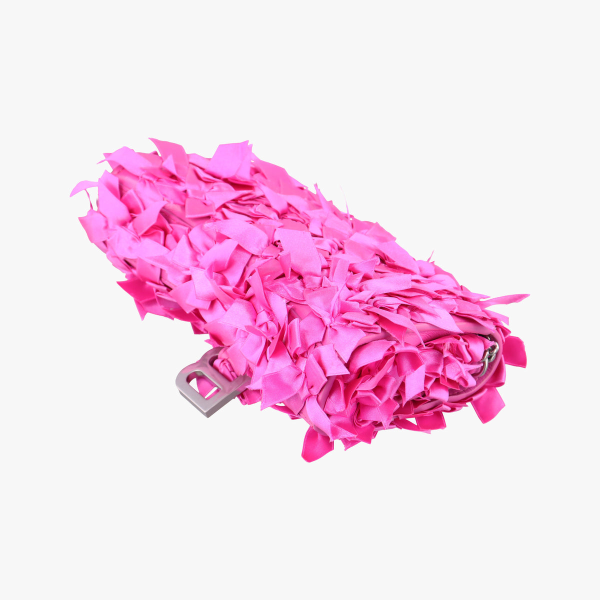 Pre-owned Balenciaga Hourglass Pink Satin× Leather  shoulderbag | stylenewstar