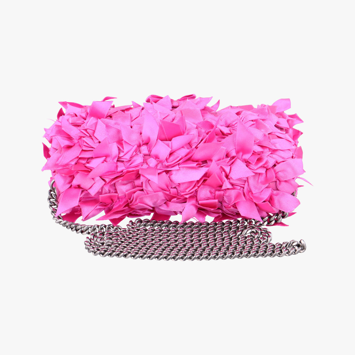 Pre-owned Balenciaga Hourglass Pink Satin× Leather  shoulderbag | stylenewstar