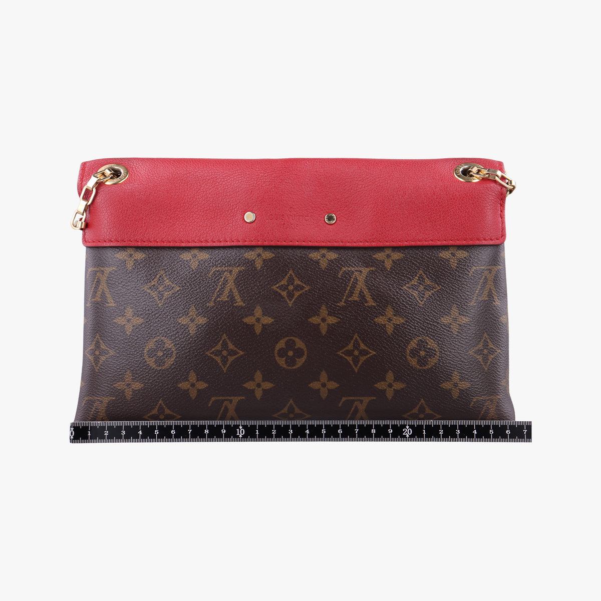 Pre-owned Louis Vuitton PALLAS Chain Brown×CERISE Monogram Canvas×calf leather M41201 shoulderbag | stylenewstar