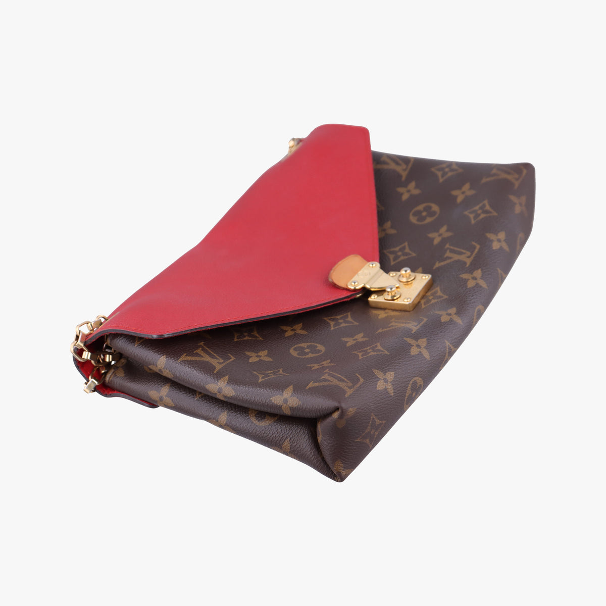 Pre-owned Louis Vuitton PALLAS Chain Brown×CERISE Monogram Canvas×calf leather M41201 shoulderbag | stylenewstar