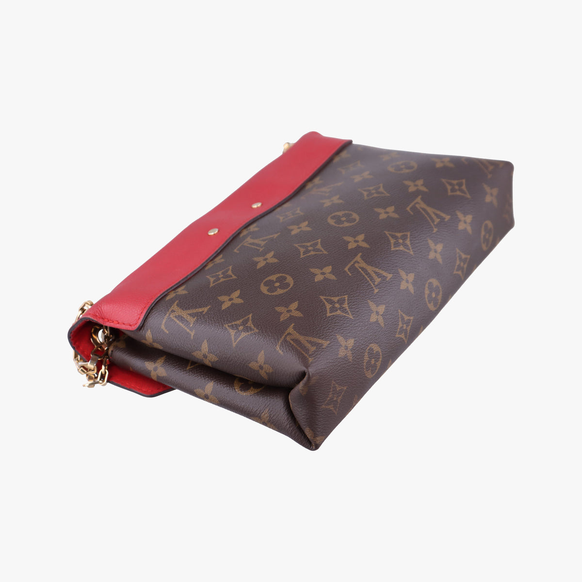 Pre-owned Louis Vuitton PALLAS Chain Brown×CERISE Monogram Canvas×calf leather M41201 shoulderbag | stylenewstar