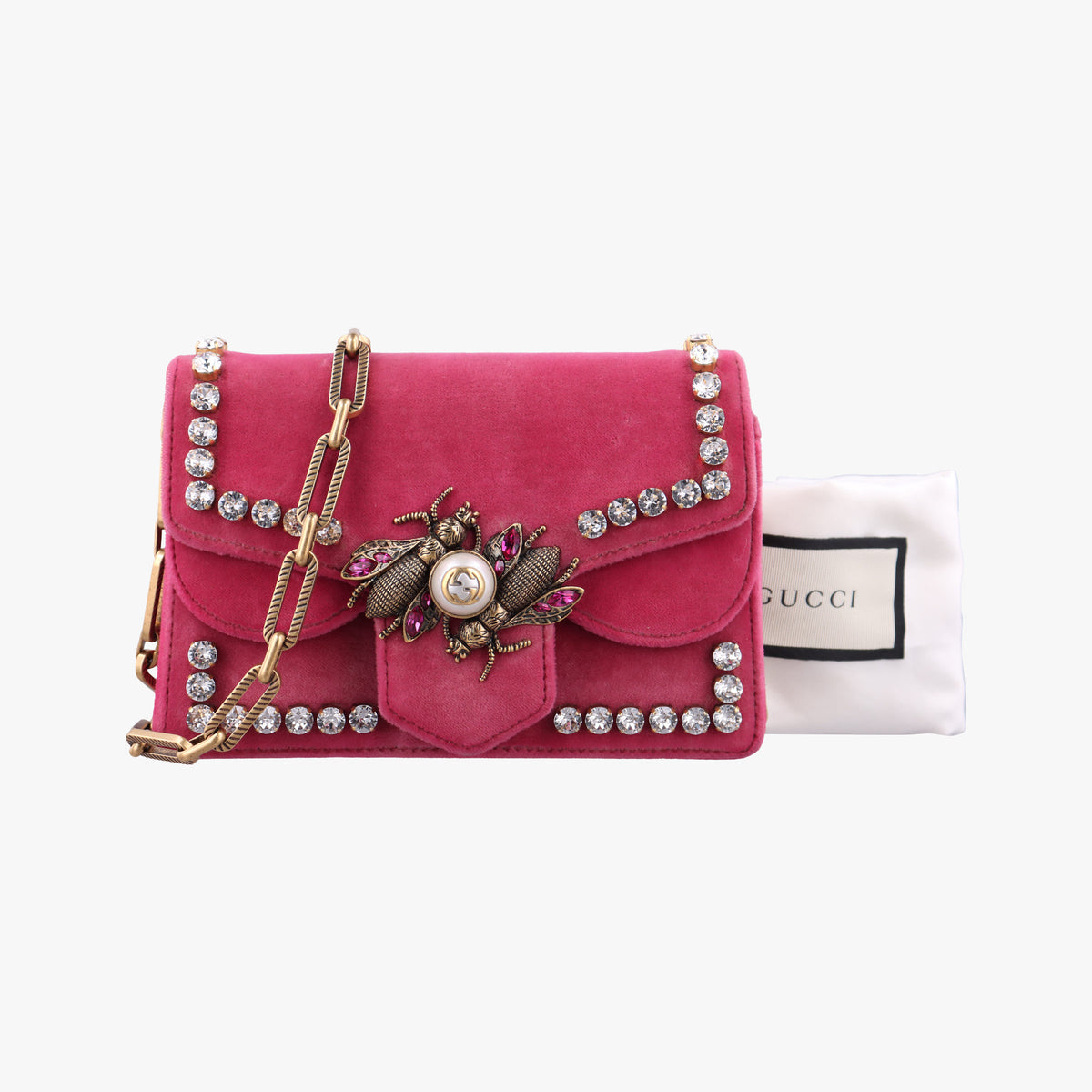 Pre-owned Gucci Broadway Pink velour 489218 shoulderbag | stylenewstar