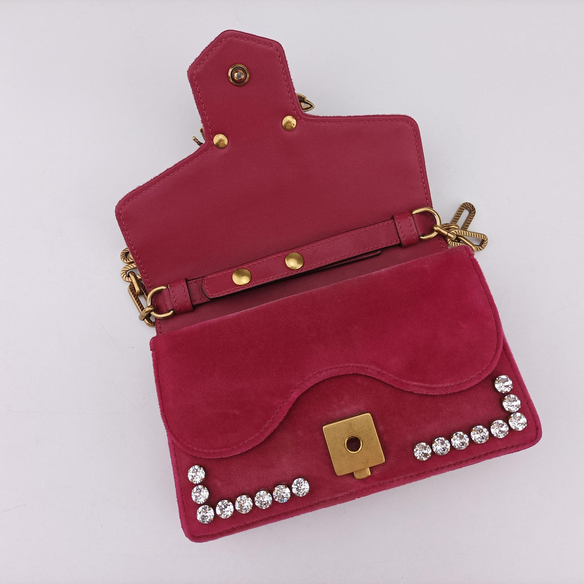 Pre-owned Gucci Broadway Pink velour 489218 shoulderbag | stylenewstar