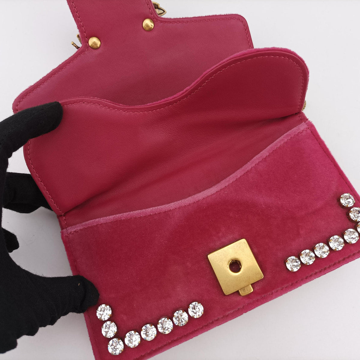 Pre-owned Gucci Broadway Pink velour 489218 shoulderbag | stylenewstar