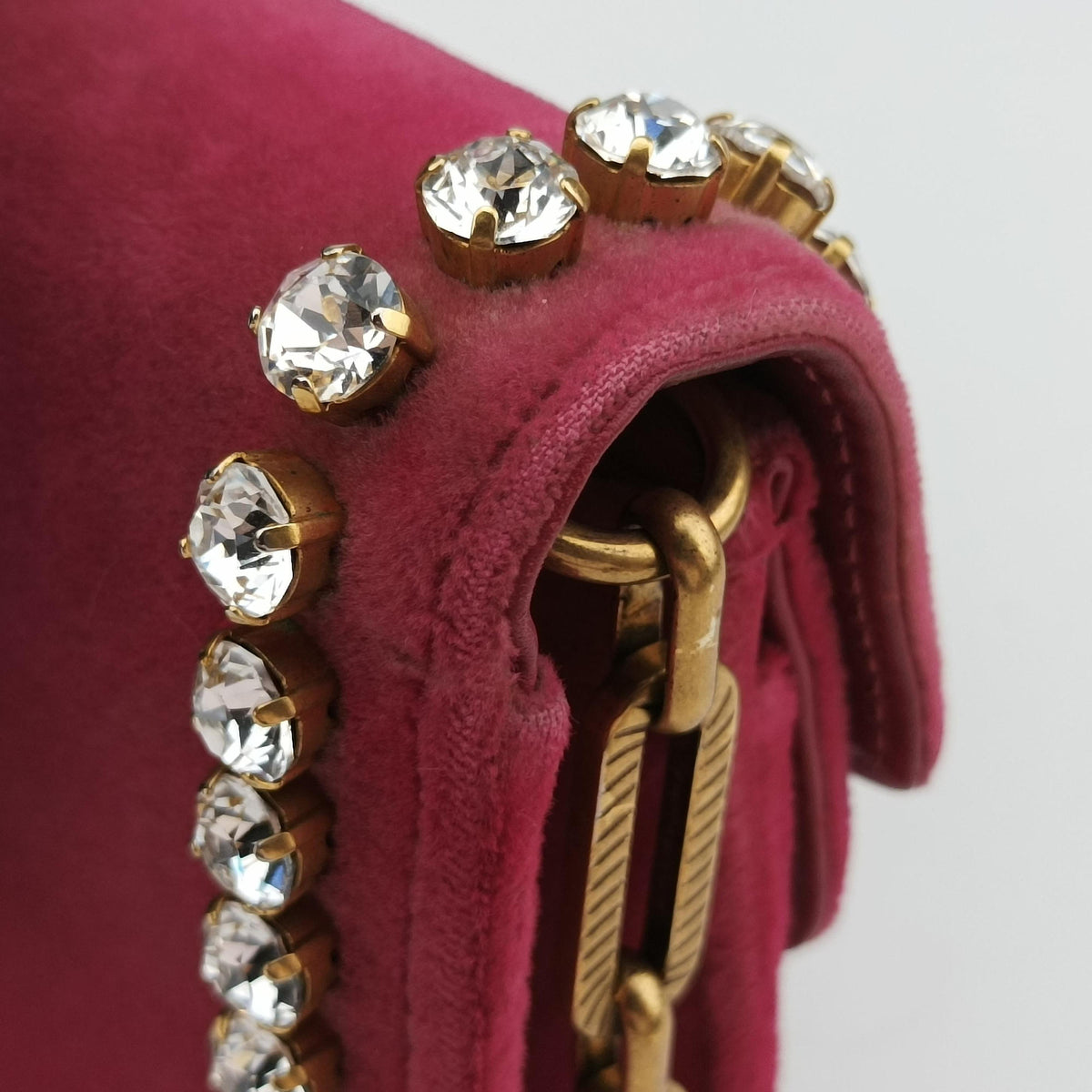Pre-owned Gucci Broadway Pink velour 489218 shoulderbag | stylenewstar