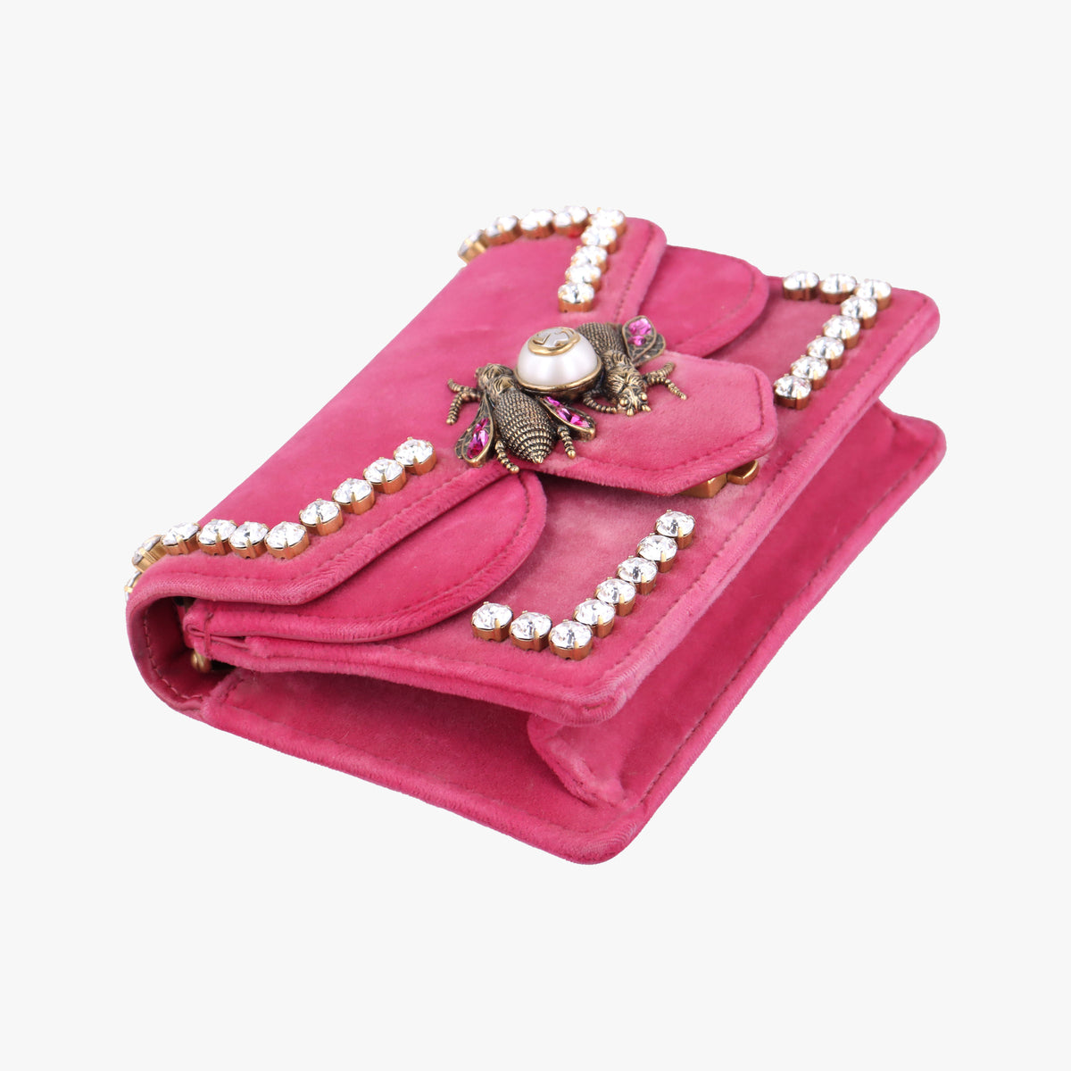 Pre-owned Gucci Broadway Pink velour 489218 shoulderbag | stylenewstar