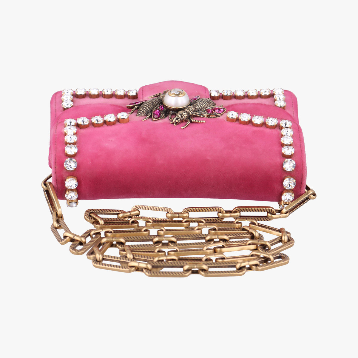 Pre-owned Gucci Broadway Pink velour 489218 shoulderbag | stylenewstar