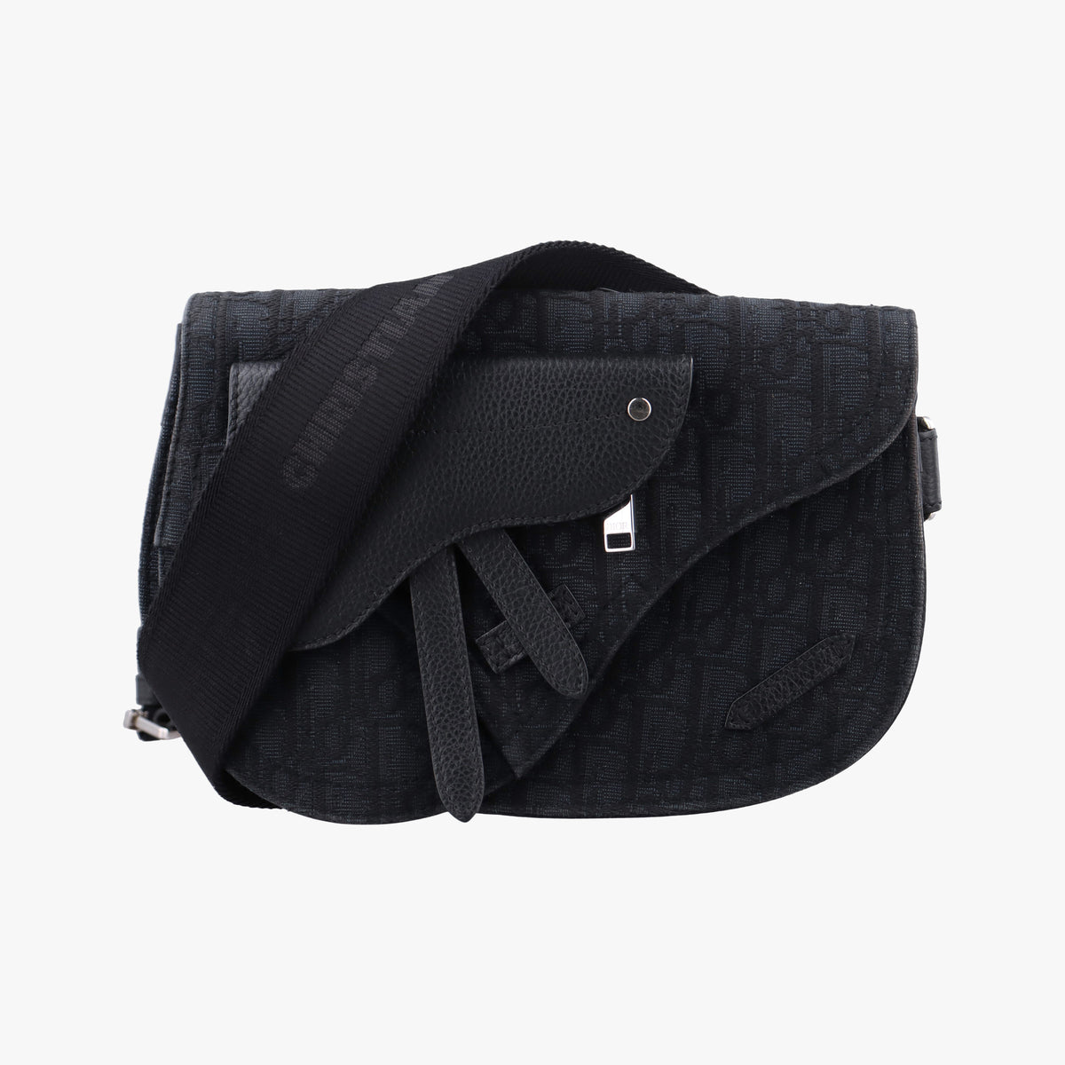 Pre-owned Christian Dior Saddle Black Jacquard  shoulderbag | stylenewstar