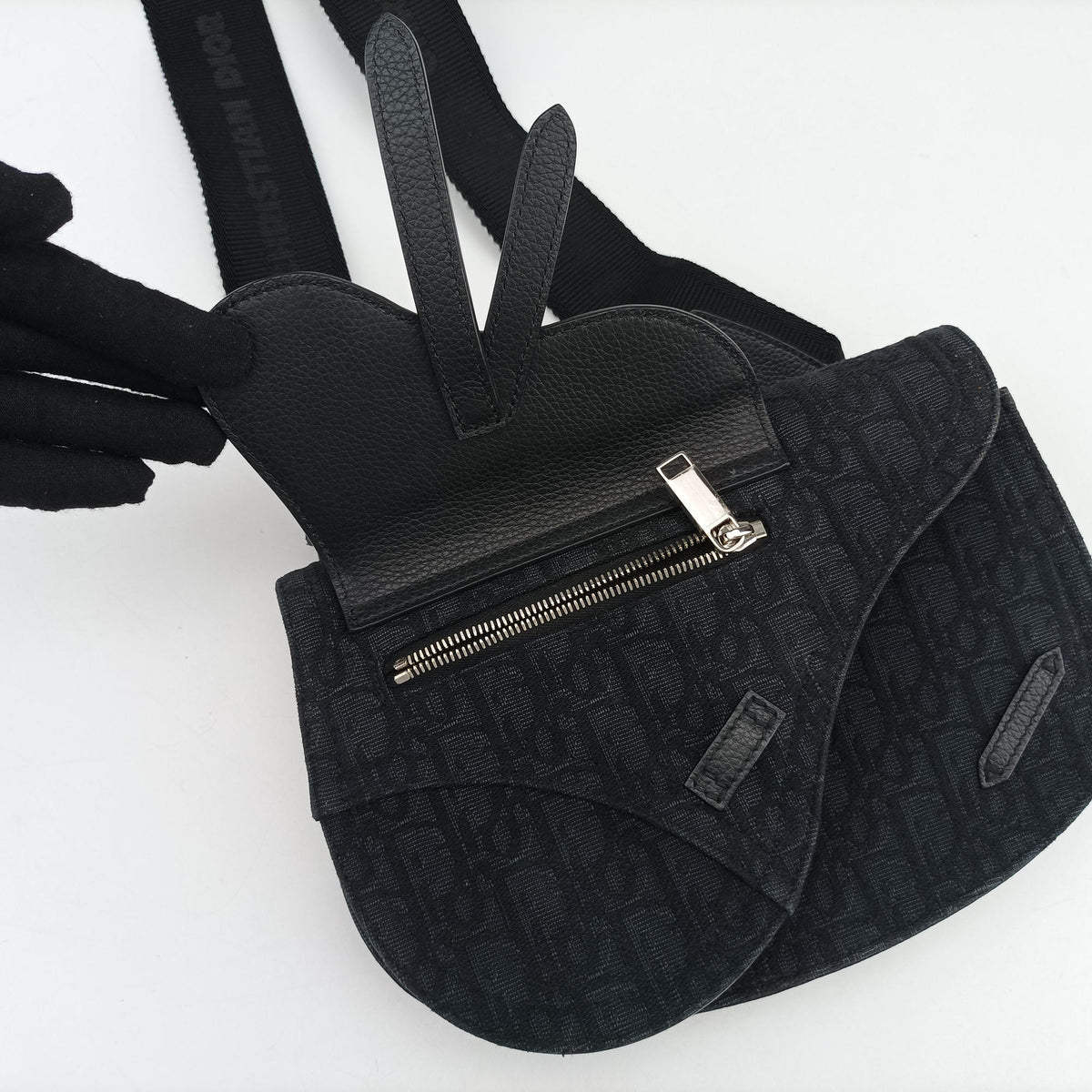 Pre-owned Christian Dior Saddle Black Jacquard  shoulderbag | stylenewstar