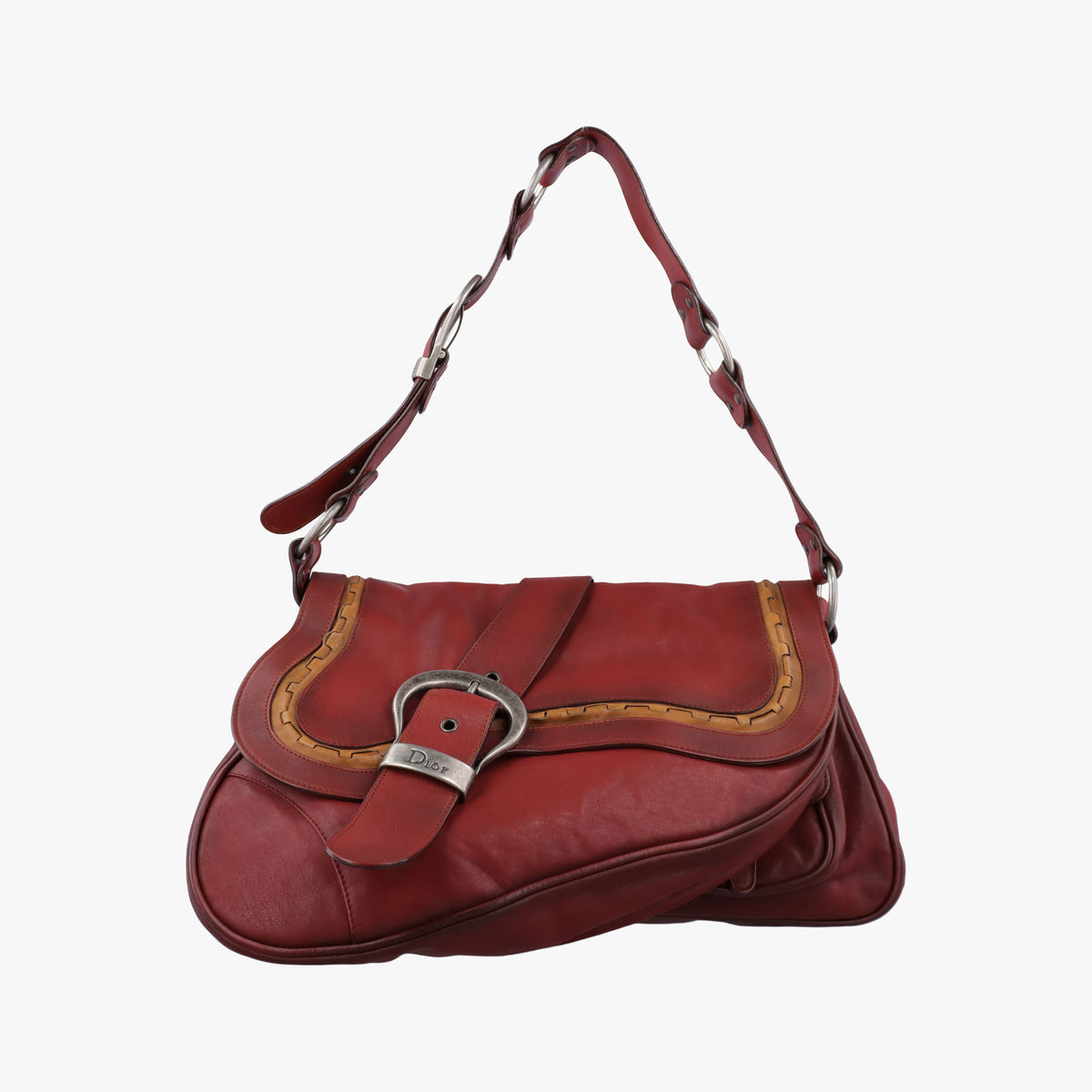 Pre-owned Christian Dior Gaucho Red Leather  shoulderbag | stylenewstar