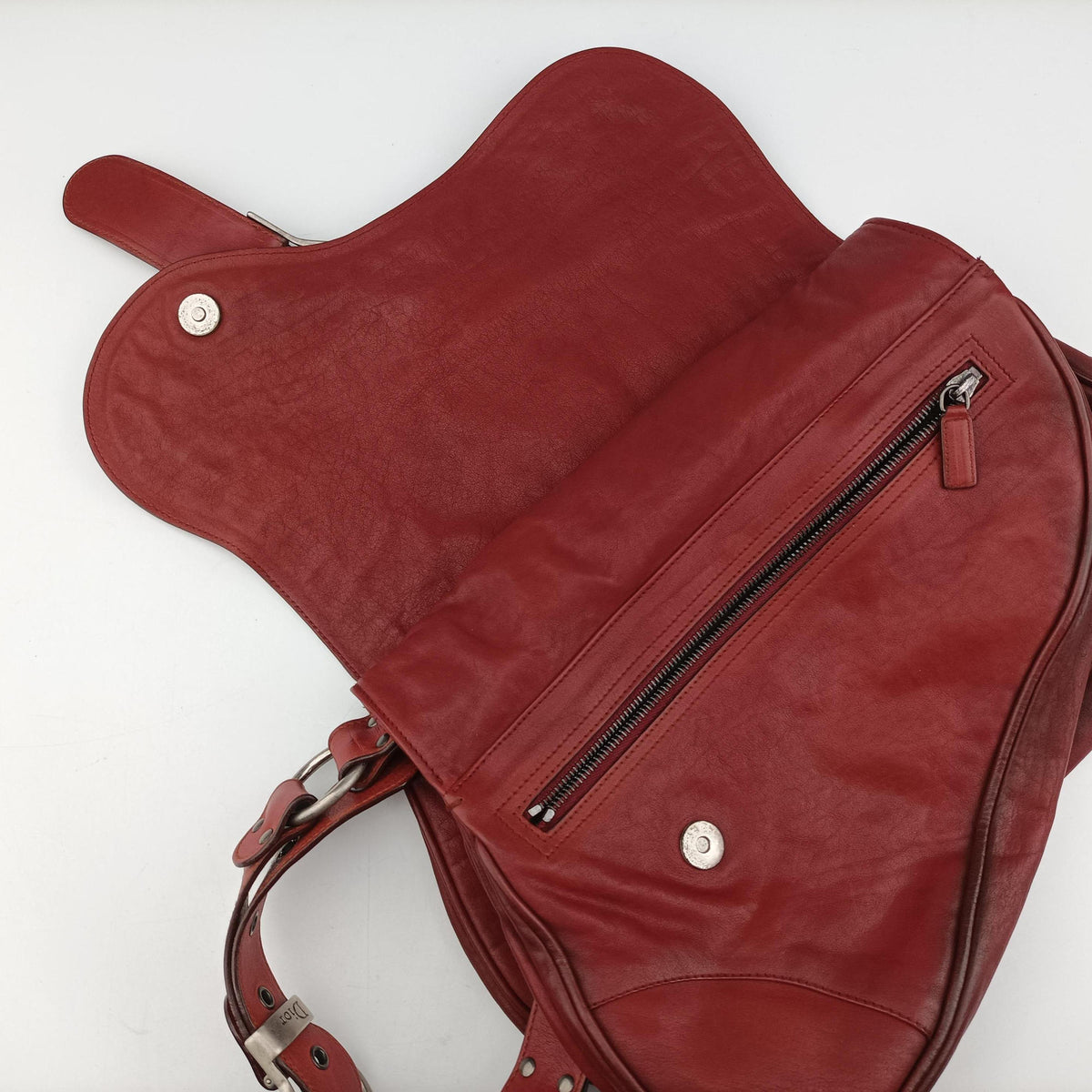 Pre-owned Christian Dior Gaucho Red Leather  shoulderbag | stylenewstar