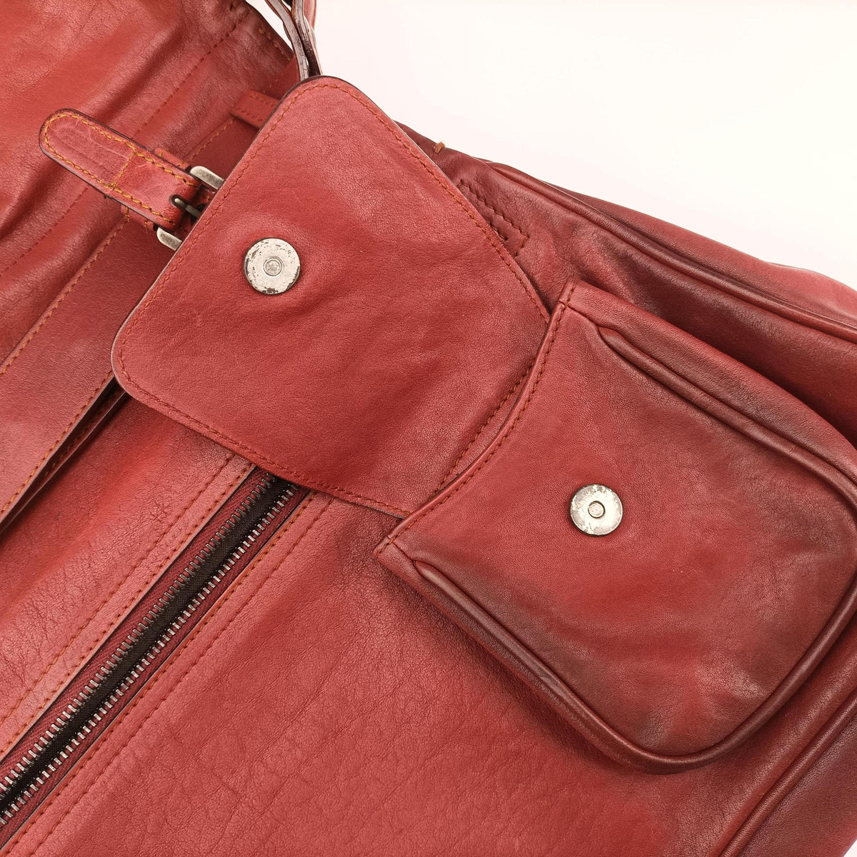 Pre-owned Christian Dior Gaucho Red Leather  shoulderbag | stylenewstar