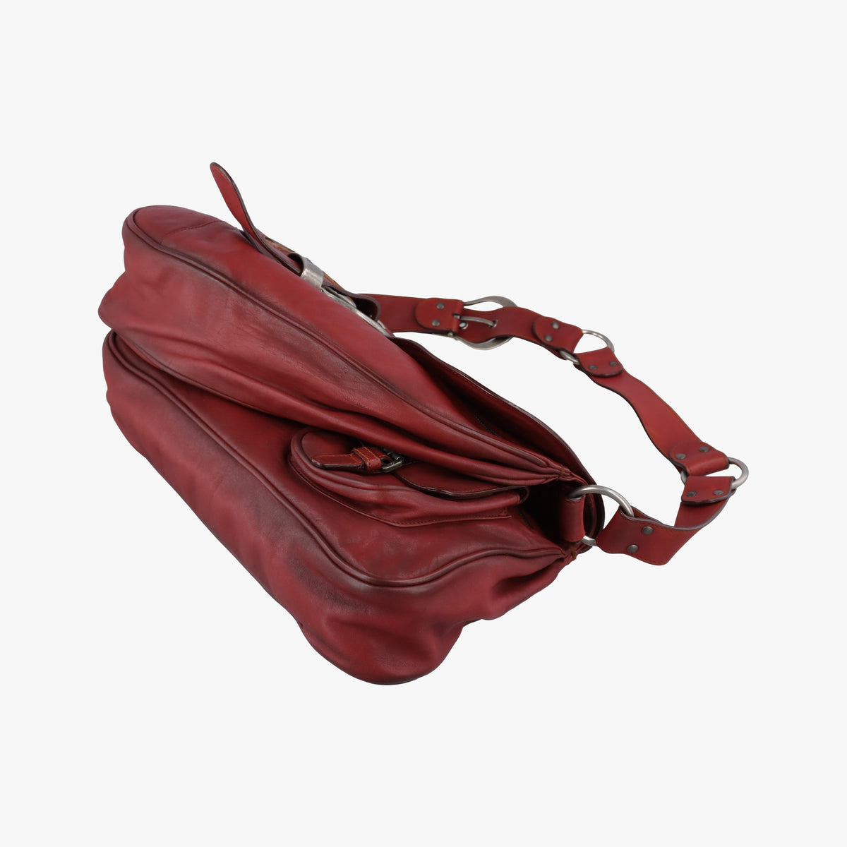 Pre-owned Christian Dior Gaucho Red Leather  shoulderbag | stylenewstar