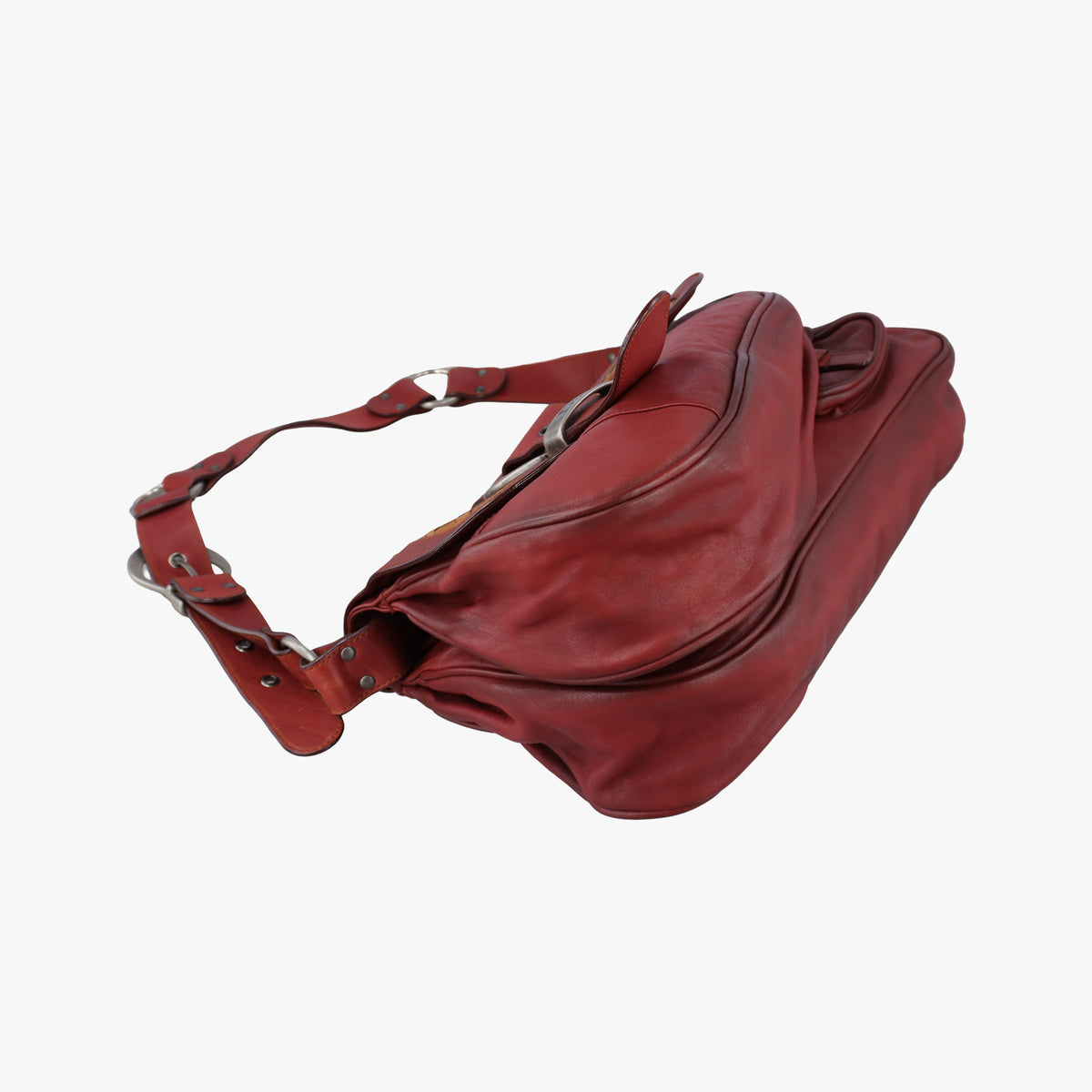 Pre-owned Christian Dior Gaucho Red Leather  shoulderbag | stylenewstar