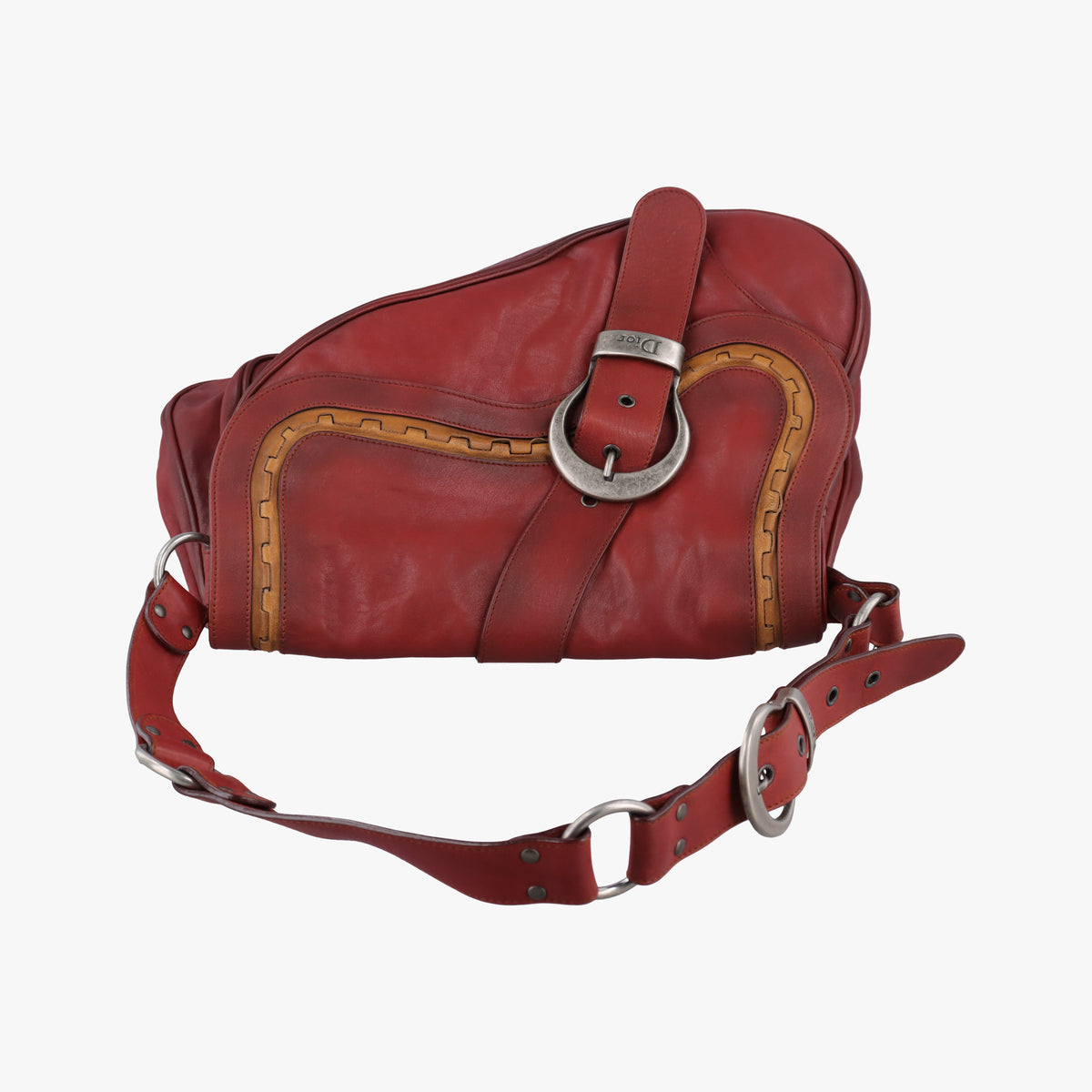 Pre-owned Christian Dior Gaucho Red Leather  shoulderbag | stylenewstar