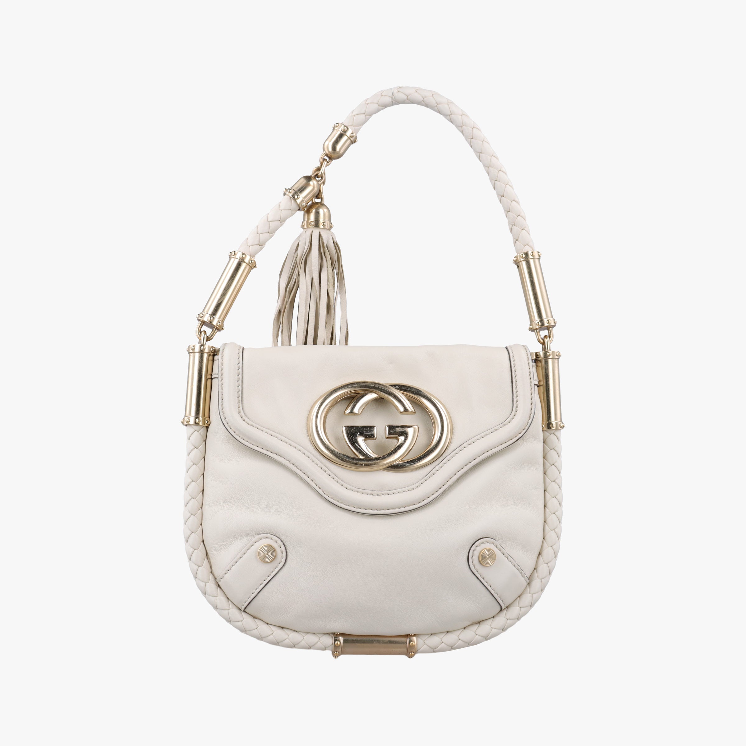 Pre-owned Gucci Dialux Britt Hobo White Leather 167733 shoulderbag | stylenewstar