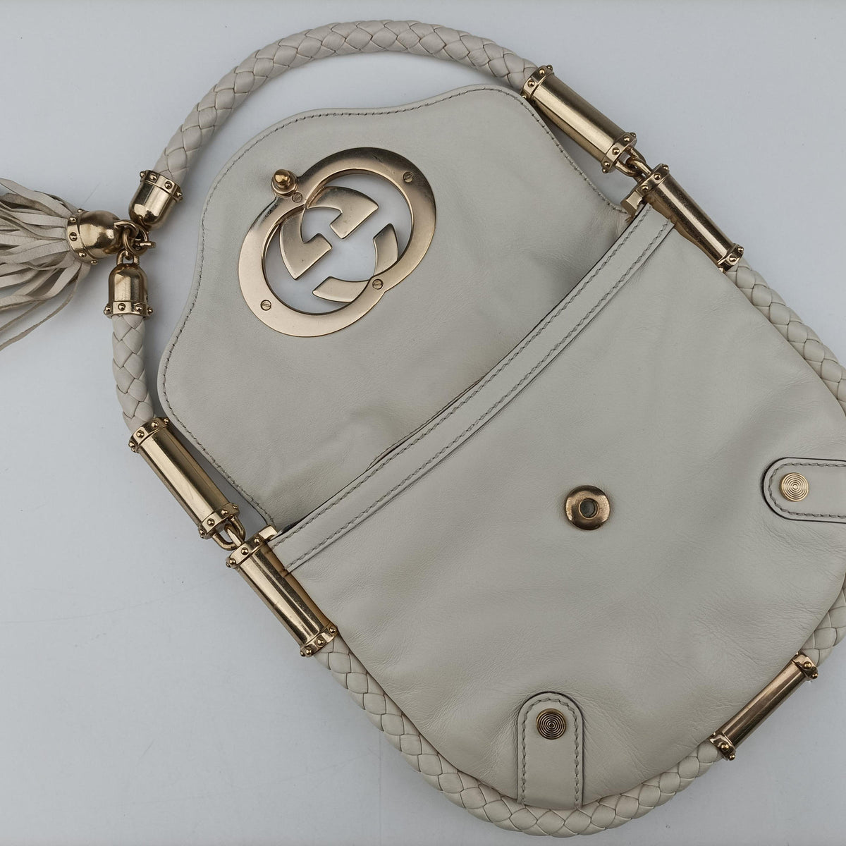 Pre-owned Gucci Dialux Britt Hobo White Leather 167733 shoulderbag | stylenewstar