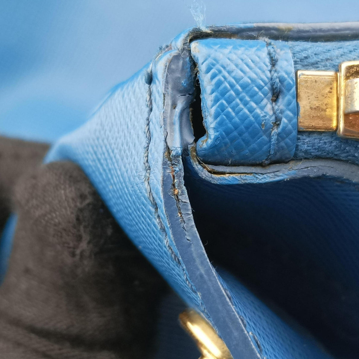 Pre-owned Prada Galleria Blue SAFFIANO Leather BN1786 handbag | stylenewstar