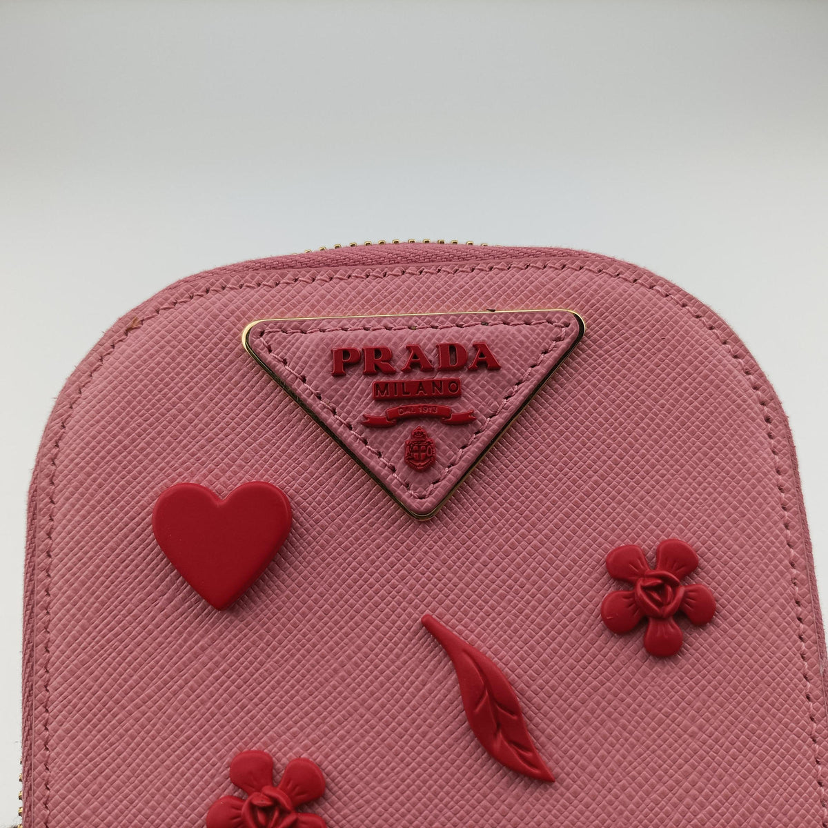 Pre-owned Prada Phone Pouch Pink Saffiano Leather  shoulderbag | stylenewstar