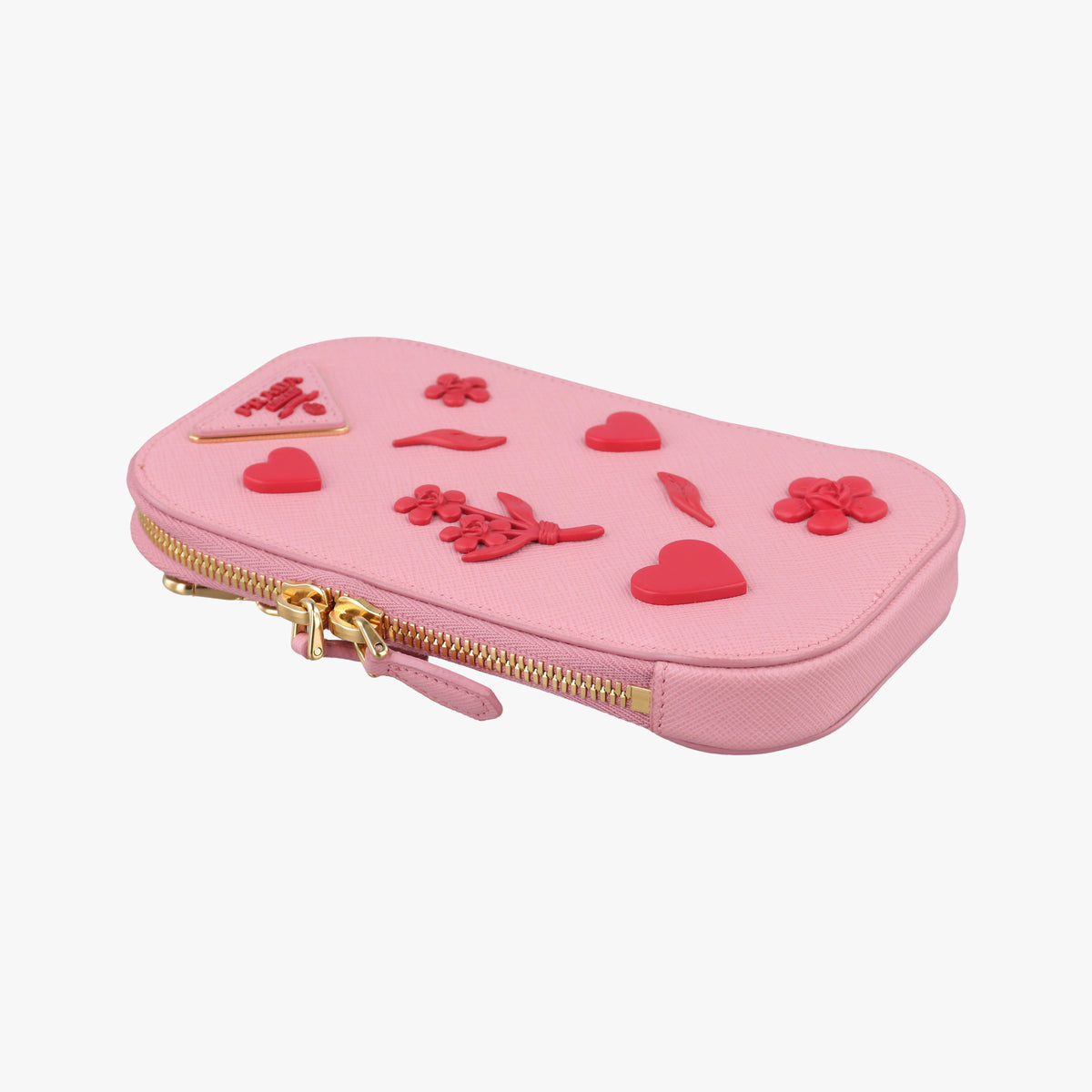 Pre-owned Prada Phone Pouch Pink Saffiano Leather  shoulderbag | stylenewstar