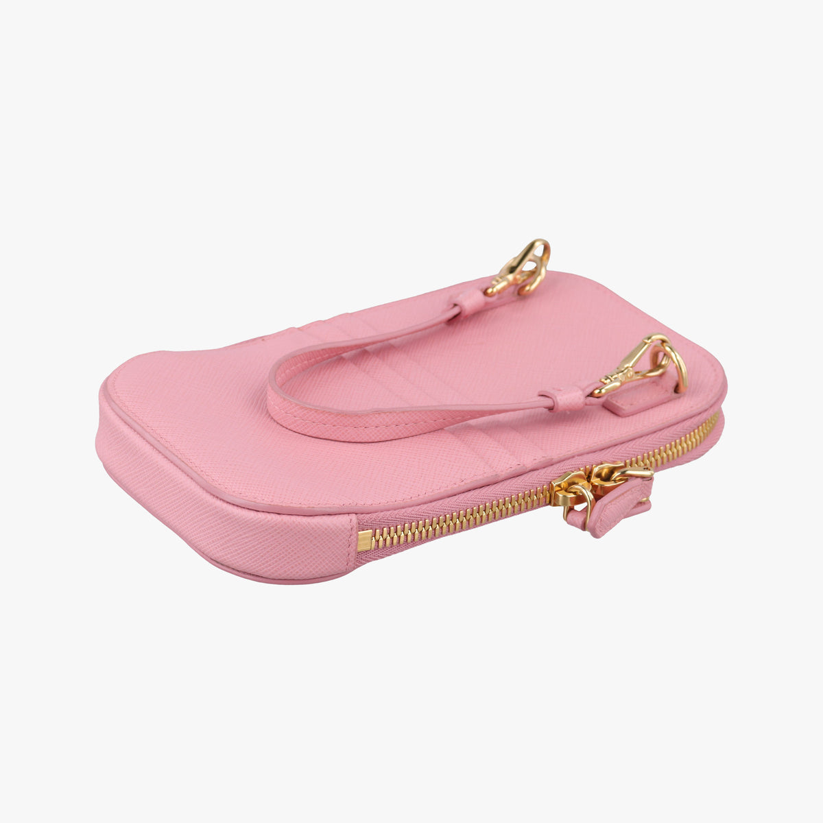 Pre-owned Prada Phone Pouch Pink Saffiano Leather  shoulderbag | stylenewstar