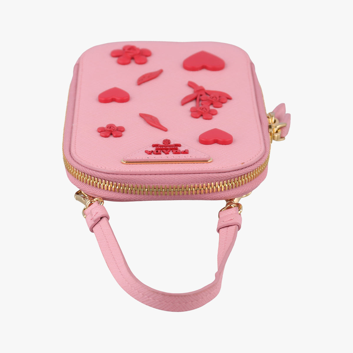 Pre-owned Prada Phone Pouch Pink Saffiano Leather  shoulderbag | stylenewstar