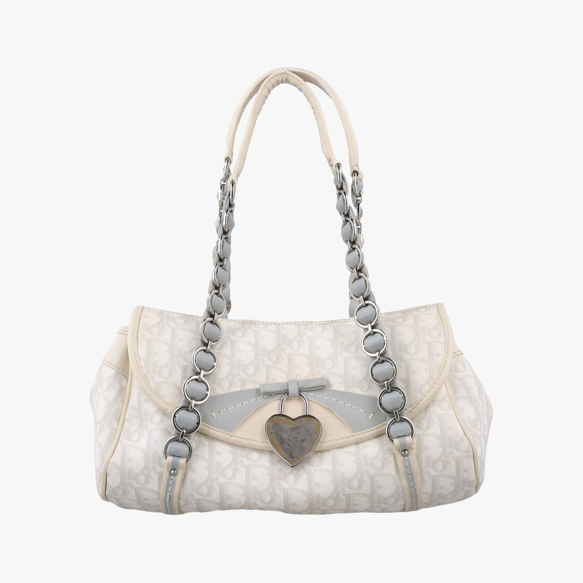 Secondhand Christian Dior Romantique Trotter White PVC coated canvas  shoulderbag | stylenewstar