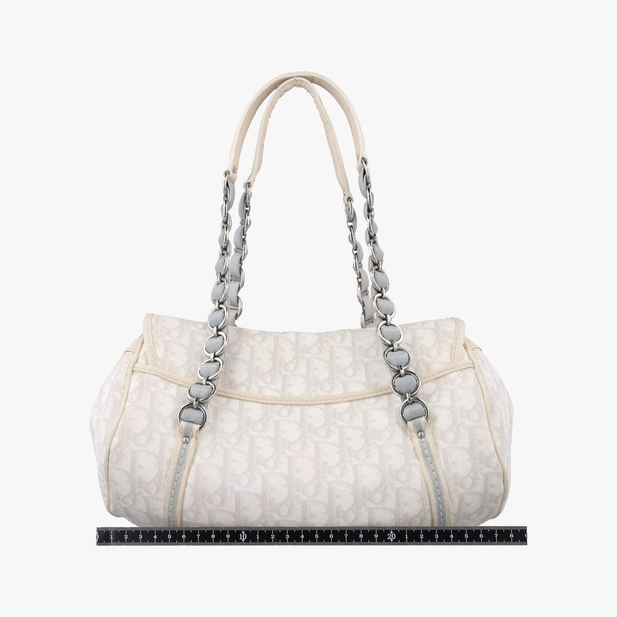 Secondhand Christian Dior Romantique Trotter White PVC coated canvas  shoulderbag | stylenewstar